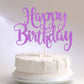Fmiyuneea Happy Birthday Cake Topper- Glitter Happy Birthday Cake Decor, Handmade Anniversary/Birthday Party Supplies (Purple)
