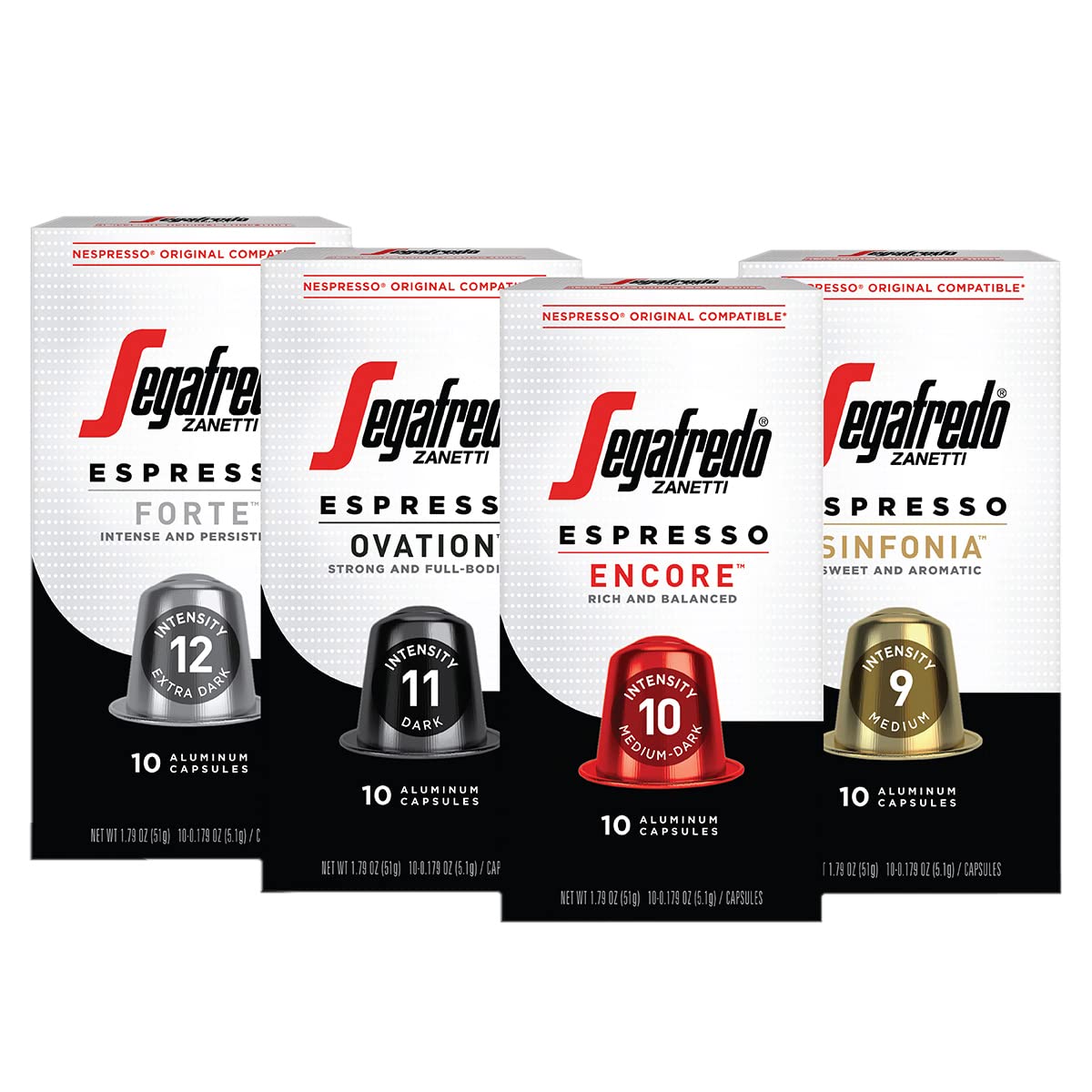 Segafredo Zanetti Espresso Units  Variety Pack  Compatible With Nespresso Oriflavor Blendal Machines  40 Count Aluminum Pods