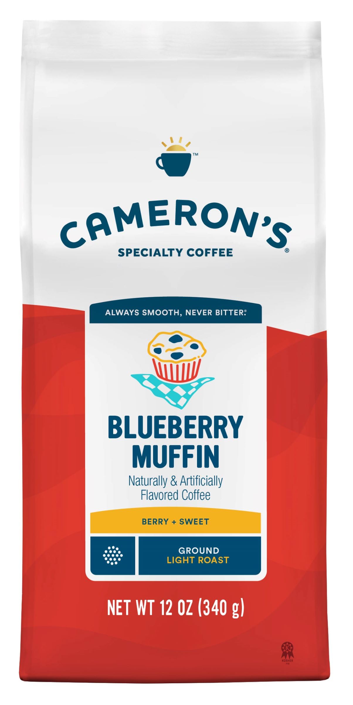 Camerons Coffee Blueberry Muffin Flavored Ground Coffee, Light Roast, 12 oz (Pack of 6)