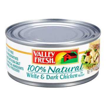 VALLEY FRESH Chuck Chicken in Water, White & Dark, 10 Ounce (Pack of 12)