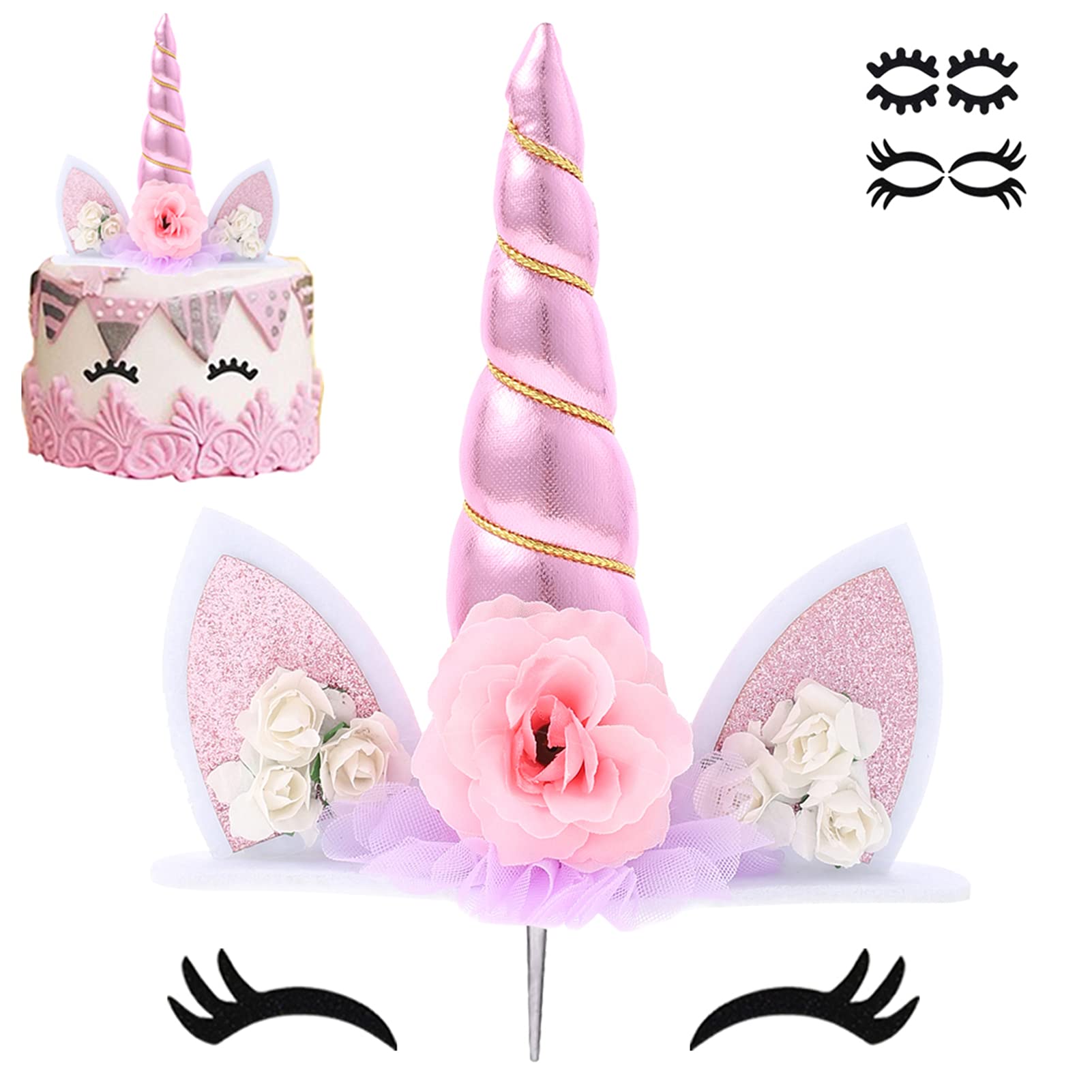 Unicorn Cake Topper Unicorn Birthday Party Supplies Unicorn Cake Decoration Pink Unicorn Horn Cake Topper Unicorn Birthday Decor