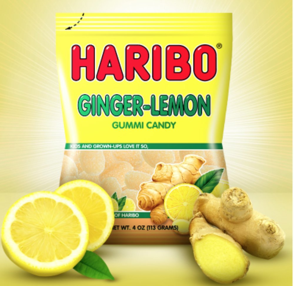 Haribo Gummi Candy, Ginger-Lemon Gummy Candy, 5 Ounce Share Size Bags (Pack Of 12) Delicious Soft & Chewy Sweet Snacks, Zesty Lemon & Warm Ginger Flavor