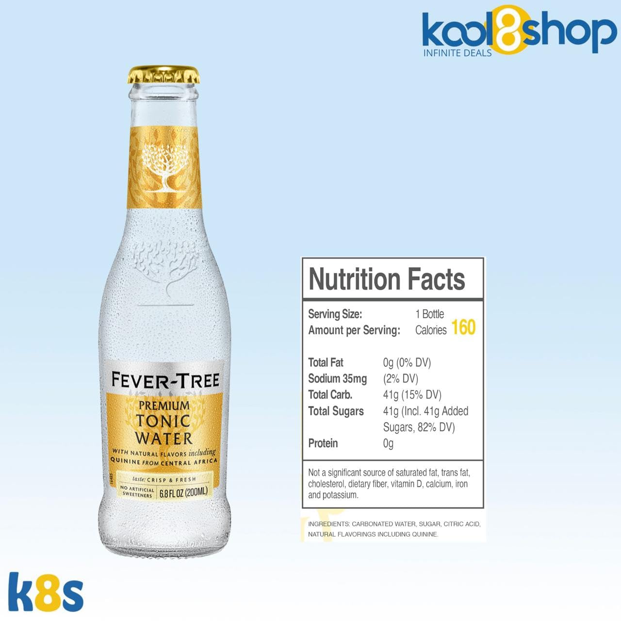 Fever-Tree Tonic Water Premium Cocktail Mixer, 6.8 Fl Oz (Pack of 12), Includes 20 Plastic Stirrer Sticks