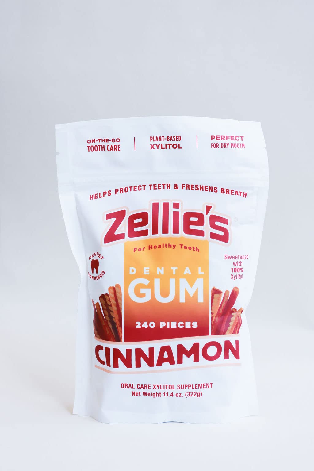 Zellies 100 Xylitol Sugar Free Cinnamon Chewing Gum Cinnamon Flavor (240 Count - Pack Of 1)