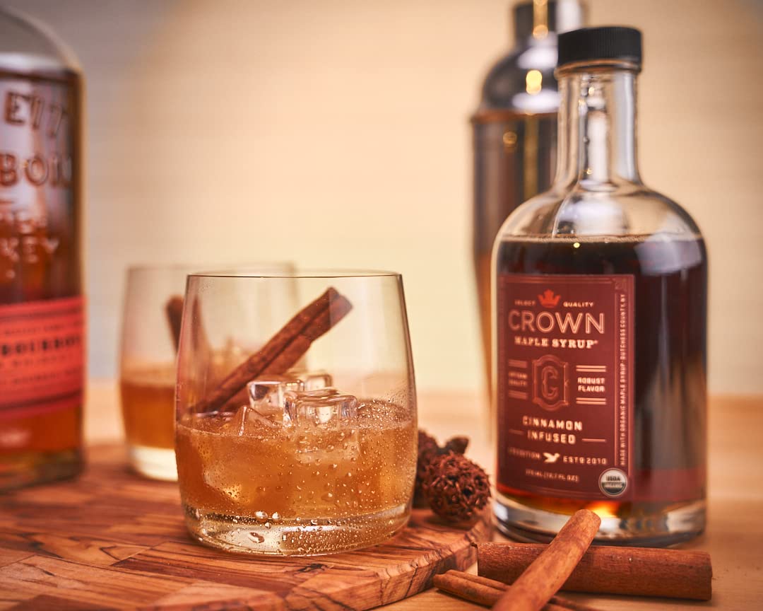 Crown Maple Cinnamon Infused Maple Syrup, Pancakes, Flavor Cocktails, Sticky Buns, Waffles, Certified Organic, 25 Fl Oz