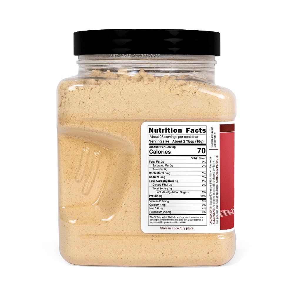 Hoosier Hill Farm Peanut Butter Powder, 1LB (Pack of 1), No Additives, 100% Peanut Powder, 8g of Protein per serving