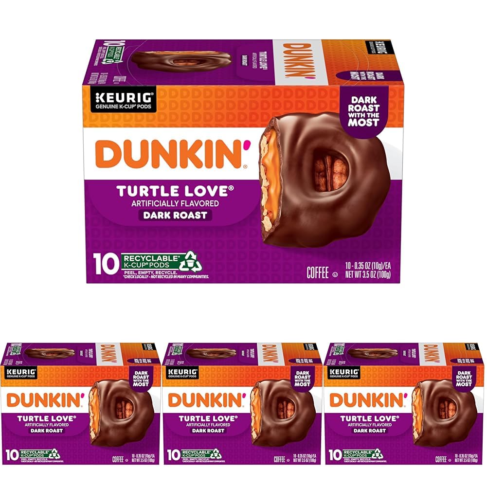 Dunkin Turtle Love Flavored, 10 Keurig K-Cups Pods (Pack of 4)