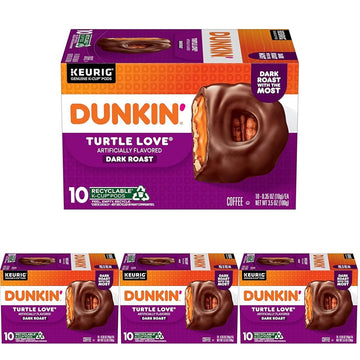 Dunkin Turtle Love Flavored, 10 Keurig K-Cups Pods (Pack of 4)