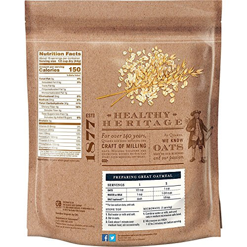 Quaker Quick 1 Minute Oats, Organic, Non-Gmo