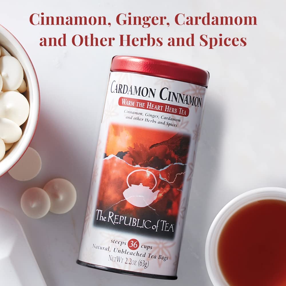 The Republic of Tea Cardamon Cinnamon Herbal Tea, 36 Count, Naturally Caffeine-Free, Model mp-40018