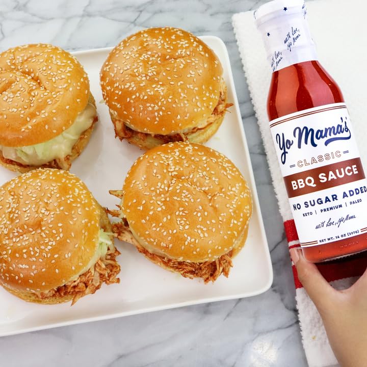 Yo Mamas Foods Keto Barbecue BBQ Sauce - (Pack of 4) - No Sugar Added, Low Carb, Vegan, Gluten Free, Paleo Friendly, and Made w