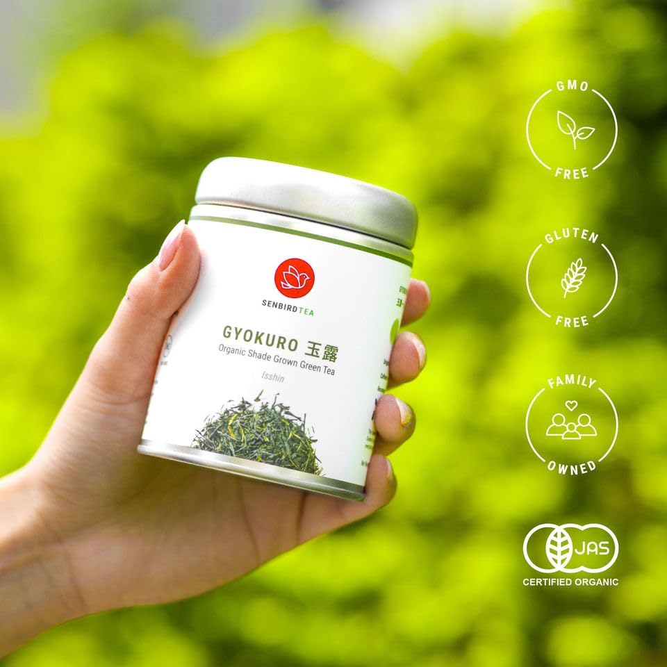 Senbird Organic Gyokuro, Japanese Shade Grown Green Tea - Mikado From Kyoto Japan - Imperial Loose Leaf Green Tea In Airtight Te