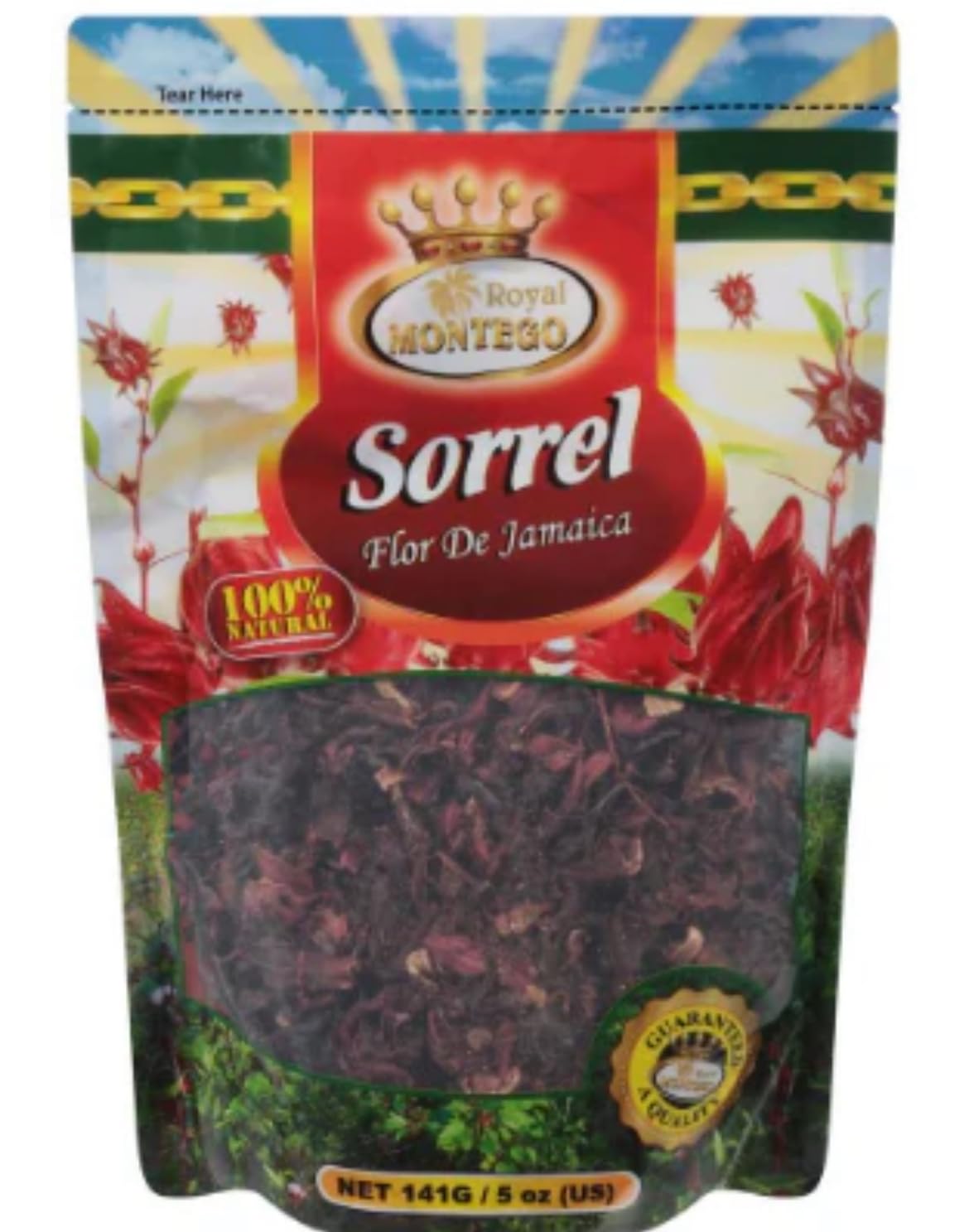 Royal Montego Sorrel Flor De Jamaica Tea  100% Natural Dried Flowers  5 Oz  Jamaican Style Drink Mix