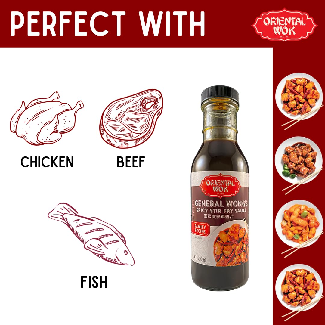 Mr. Wongs Oriental Wok Gourmet Spicy Stir Fry Sauce, Umami-Infused, 14 oz (1 Pack)