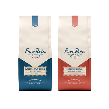 Free Rein Coffee Company Dark Roast Bundle, American Dirt and Homestead Ground Coffee - Bold & Smooth Coffee, 100% Arabica, Roas