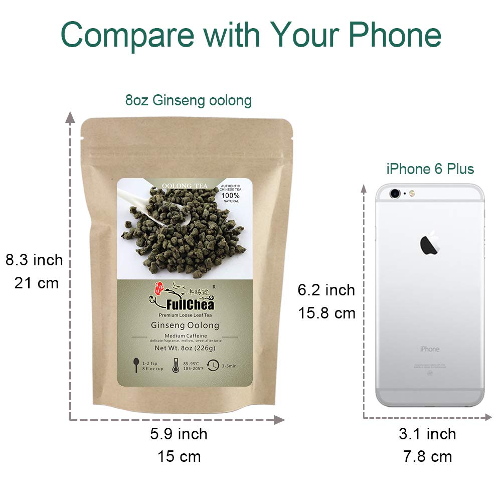 FullChea Ginseng Oolong Tea Loose Leaf, Natural Ren Shen, 8oz / 226g
