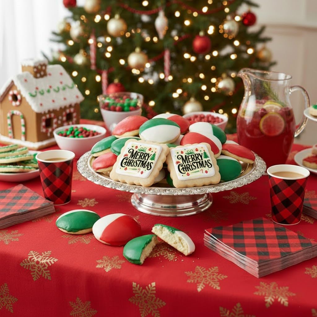 Merry Christmas Colrful Half Moon Care package Gift Basket Cookie For Men Women Kids | INDIVIDUALLY WRAPPED | Large Cookies | (M