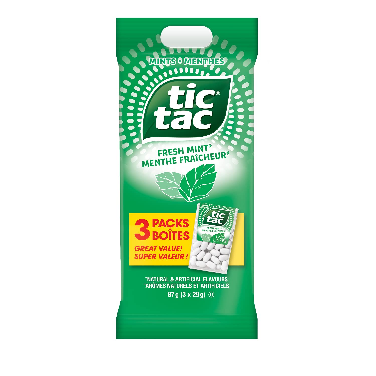 TIC TAC Mints, Fresh Mint, Mint Candy, 29g Singles, 3 Count Candy Mint Sleeve