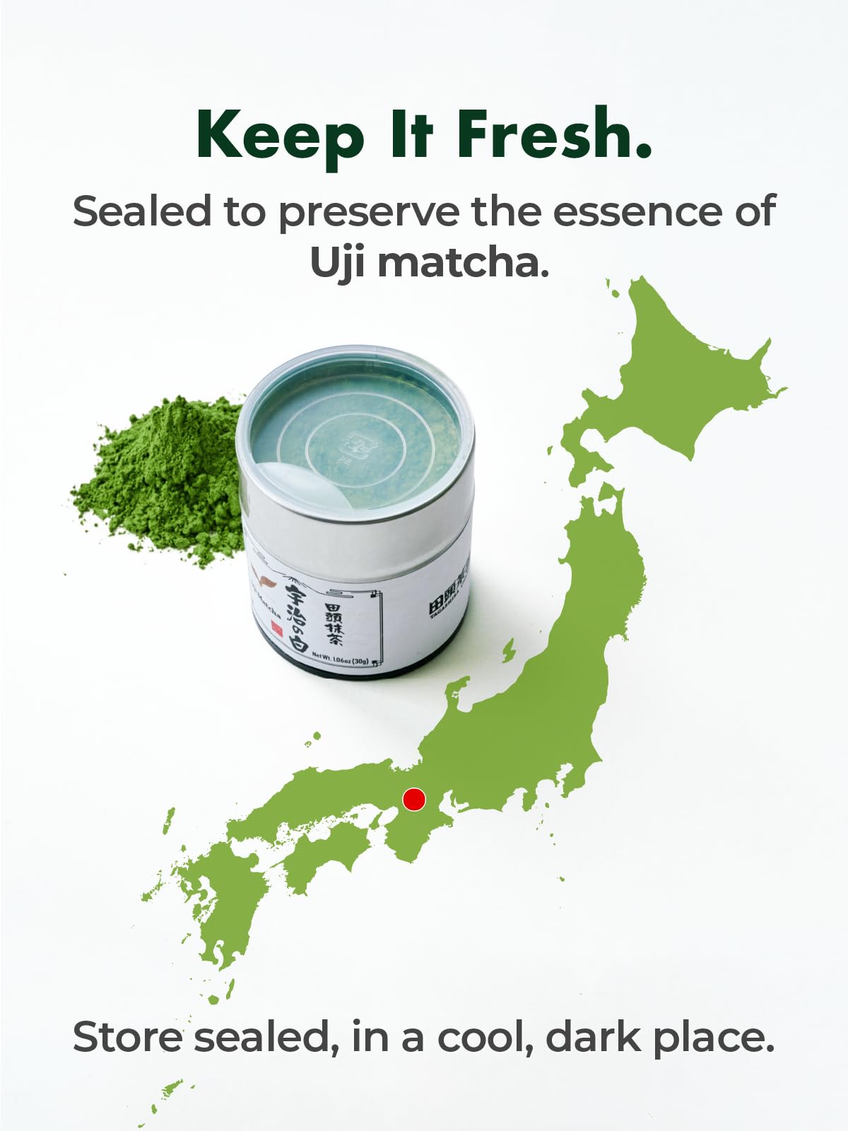 TAGASHIRA CHAHO Uji no Shiro Uji Matcha Green Tea Powder (30g/1.06oz) - First Harvest  Stone Milled  Authentic Ceremonial Grade  100% Product of Japan