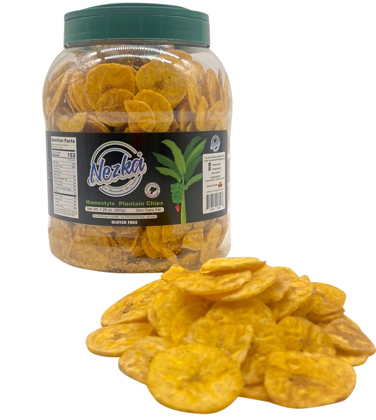 NEZKA Lightly Salted Plantain Chips - Gluten Free, Vegan - 28 Oz