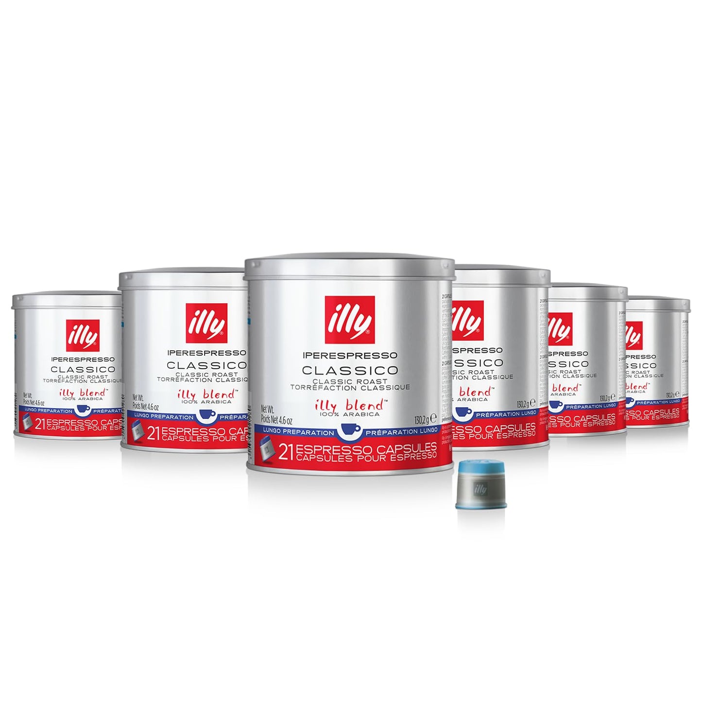 illy Coffee iperEspresso Capsules - Single-Serve Coffee Capsules & Pods - Single Origin Coffee Pods - Classico Lungo Roast with Notes of Caramel - For iperEspresso Capsule Machines - 21 Count  6 Pack