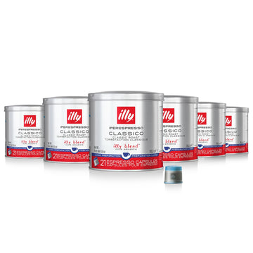illy Coffee iperEspresso Capsules - Single-Serve Coffee Capsules & Pods - Single Origin Coffee Pods - Classico Lungo Roast with Notes of Caramel - For iperEspresso Capsule Machines - 21 Count  6 Pack