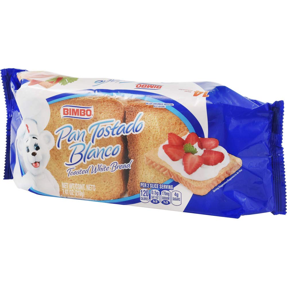 Bimbo Pan Tostado - Pan Blanco - Toasted Bread - 14 Slices 7.05 Oz [Pack of 3]