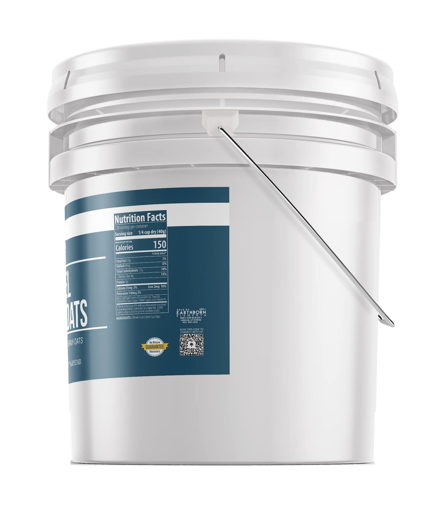 Earthborn Elements Steel Cut Oats, 3.5 Gallon Bucket, Also Called Irish Oatmeal, Breakfast, Resealable Bucket