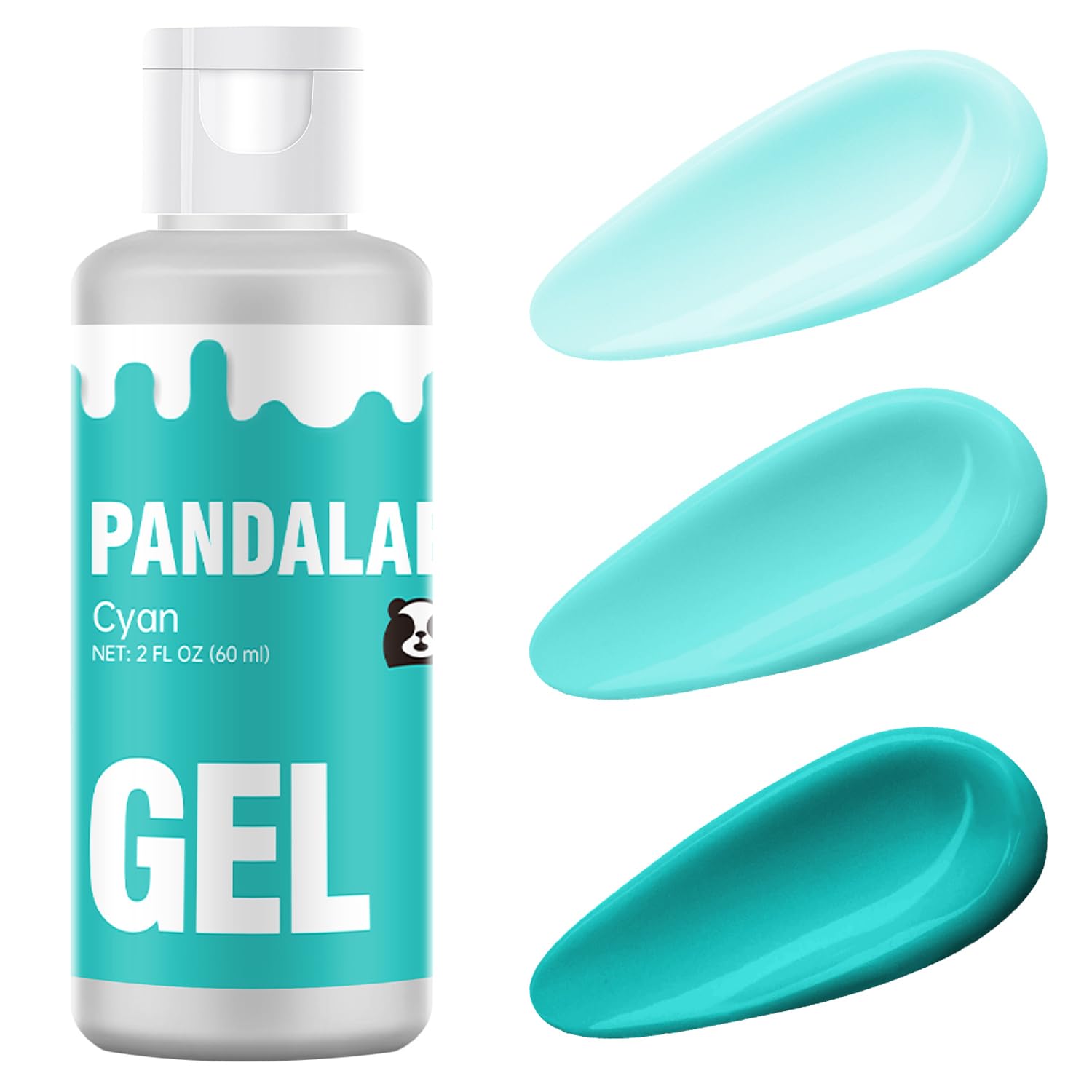 Cyan Gel Food Coloring - Pandalab 2 Ounce High Concentrated Food Dye for Baking, Cake, Cookie, Fondant, Icing, Easter Egg, Macar