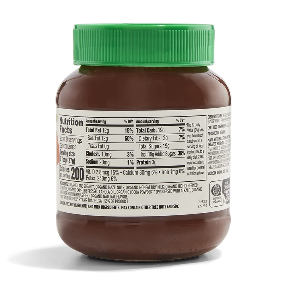 365 by Whole Foods Market Organic Hazelnut Cocoa Spread, 12.3 Ounce - Delicious Nutty Flavor, Perfect for Spreading or Baking