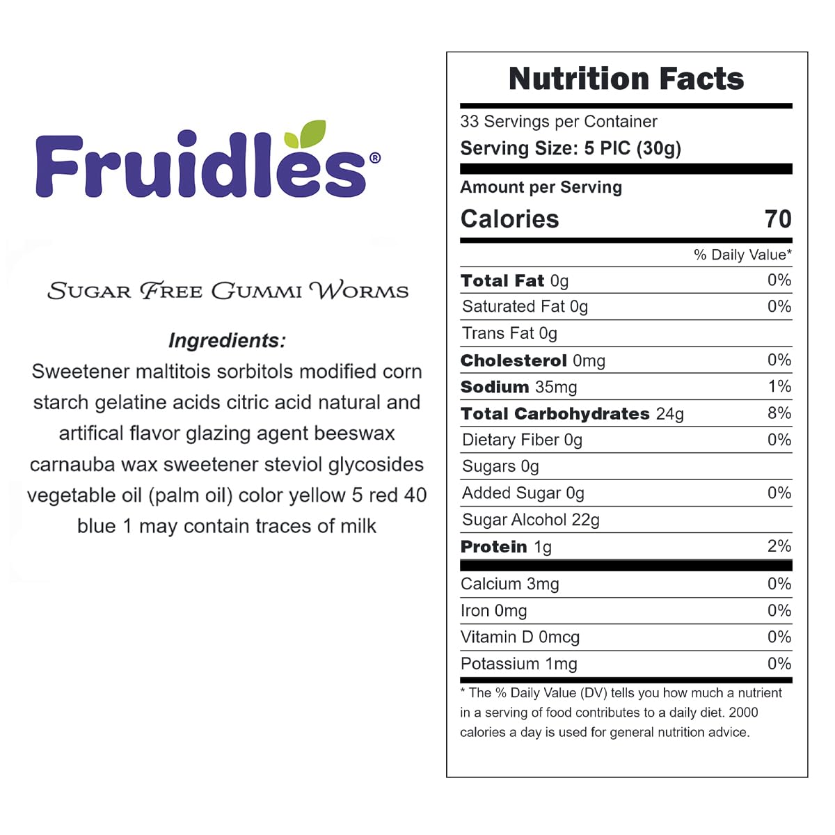 Fruidles Sugar-Free Gummy Worms Candy, Delicious Fruit Flavors Gummies (4.4 Pounds)