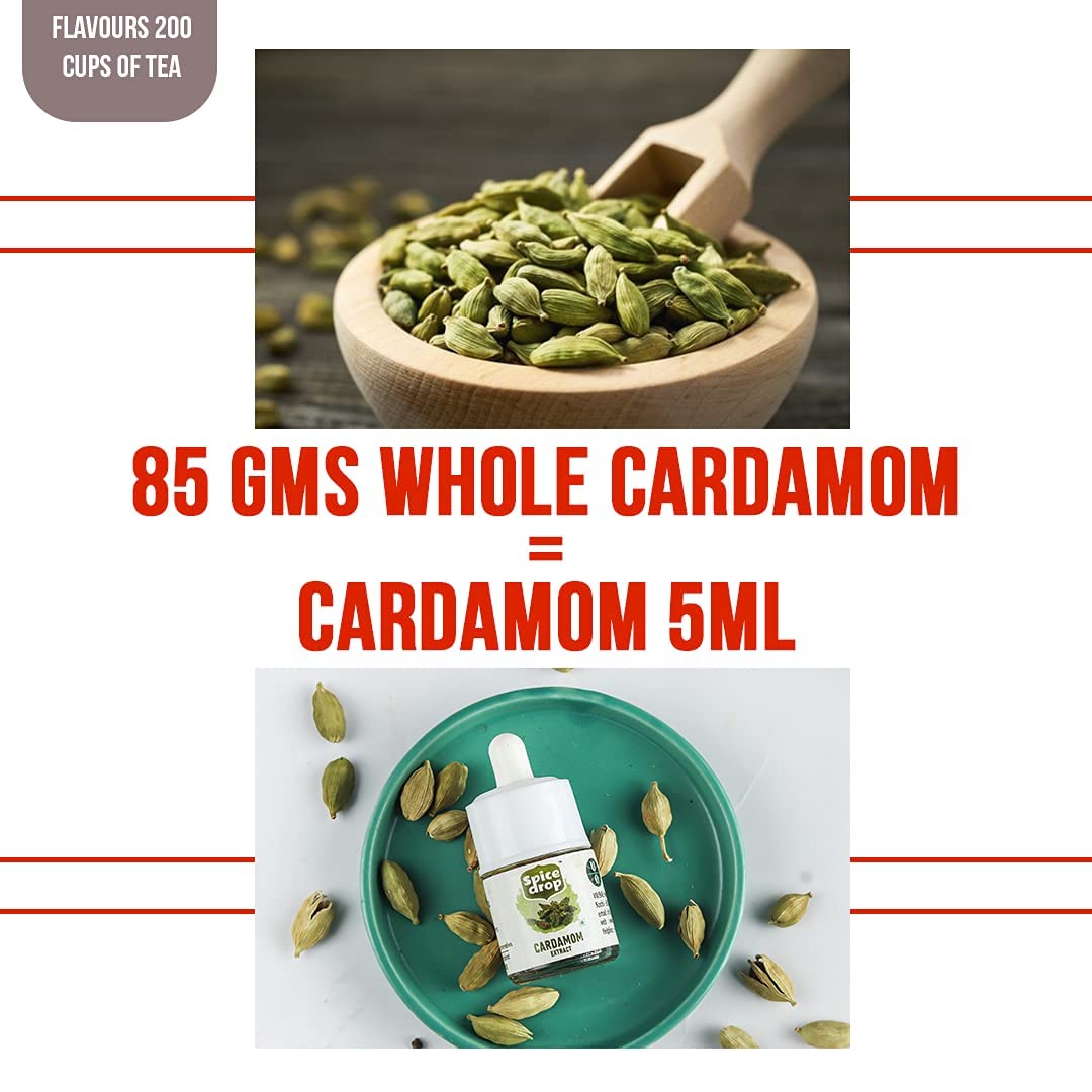 Spice Drop Cardamom Extract - Up To 180 Drops Per Bottle | Tea, Coffee, Cooking, Baking, Dessert | Pure Whole Green Cardamom Pod Extract | No Added Color Or Preservative | Vegan (0.17Oz, Pack Of 1)
