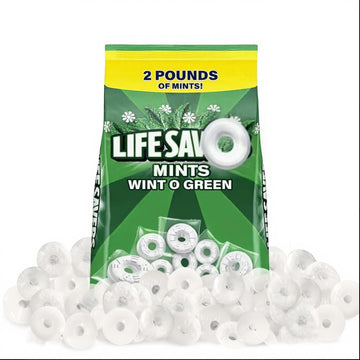 Wint-O-Green Hard Candy  2 lb Bulk Bag - Individually Wrapped Wintergreen Mints  Classic Refreshing Taste  Perfect for Sharing  Gifting  Weddings  Parties & Special Events 