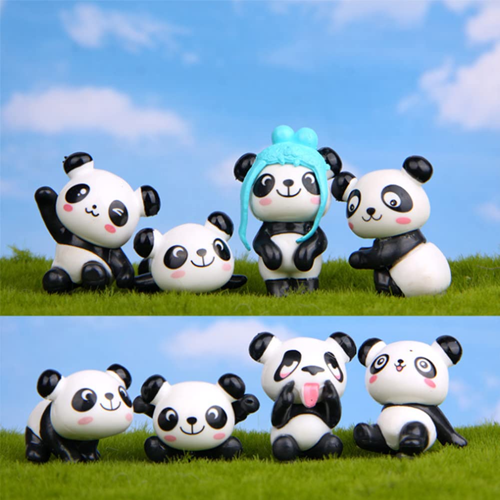 Panda Cake Topper Set Cute Panda Figures Cute Panda Characters Toys Mini Figure Collection Playset For Panda Theme Party Supplie