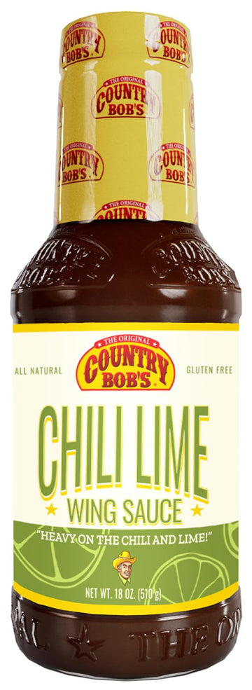 Country Bob's Chili Lime Wing Sauce - Zesty & Spicy Flavor, Made with Pure Ingredients, Small Batch Crafted, Ideal for Wings, Ho