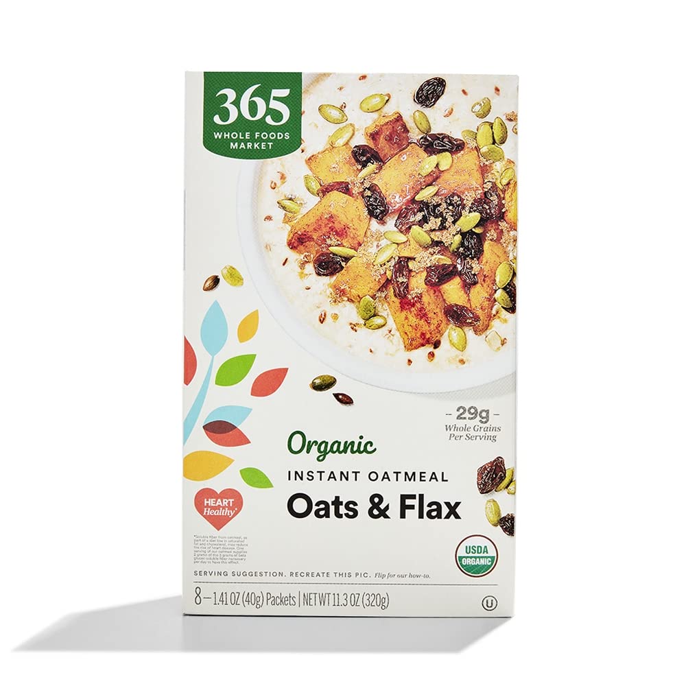365 By Whole Foods Market, Organic Instant Oatmeal, Oats & Flax, 11.3 Ounce, 8 Count