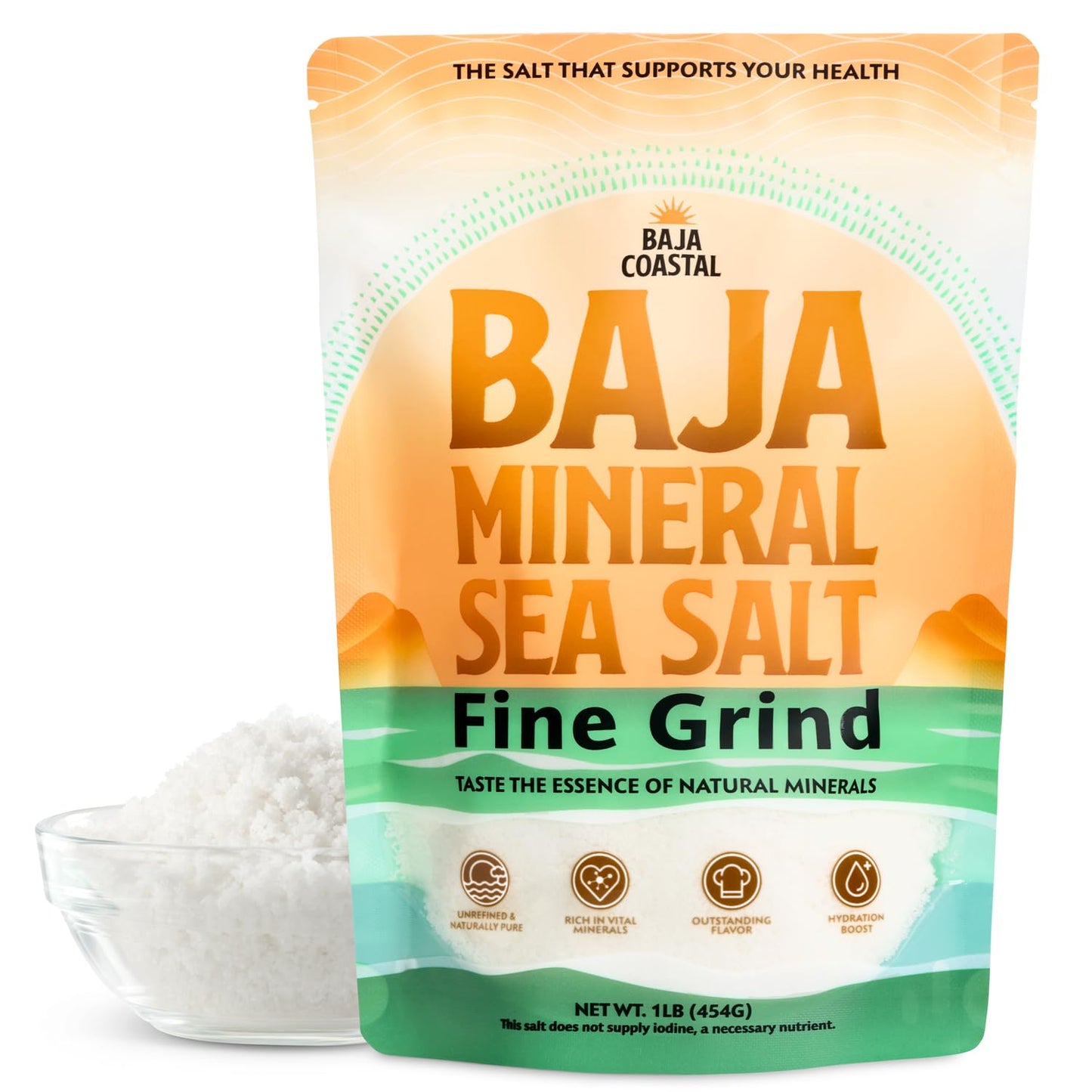 Baja Coastal Baja Mineral Sea Salt, Fine Grind, 100% Organic, 16oz