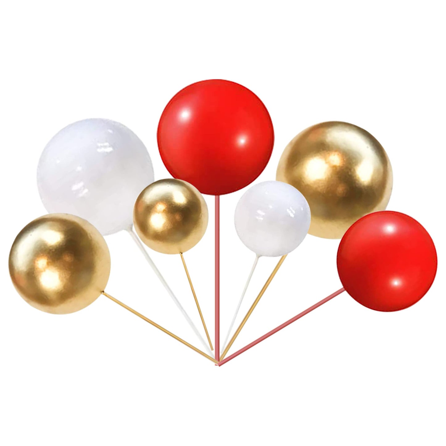 Rssta i Mini Balloon Cake Topper Set, 30 PCS Foam Pearl Balls, Red Gold White, Model XM237
