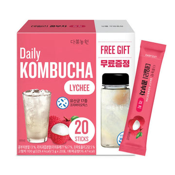 Garden Kombucha Tea, Powder 5G X 20 Sachets (100G/3.52Oz) Probiotics, Prebiotics, Sugar Free, Black Tea, Healthy Drink With Bott