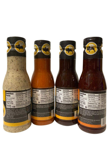 Buffalo Wild Wings Milder Variety Bundle - 4 Pack, 12 Fl Oz Each: Parmesan Garlic, Medium, Honey BBQ, Asian Zing Sauces