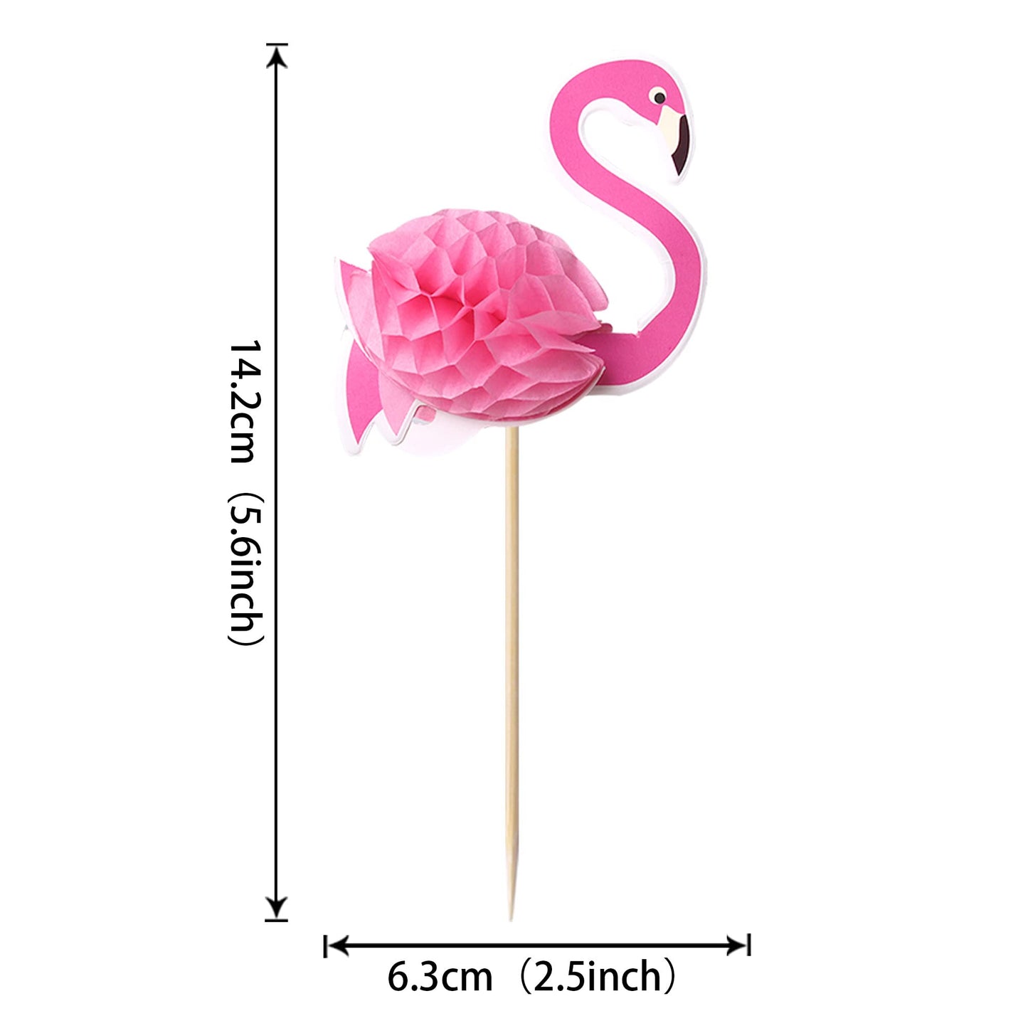 Rssta i 50 Pack Cupcake Toppers, 3D Flamingo Design, Tropical Theme for Luau, Baby Shower, Birthday, Wedding, Paper, Design 4