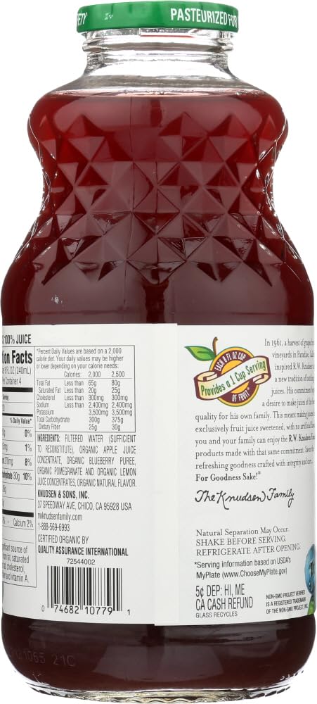 R.w. Knudsen Organic Juice - Blueberry Pomegranate - Case Of 6-32 Fl Oz