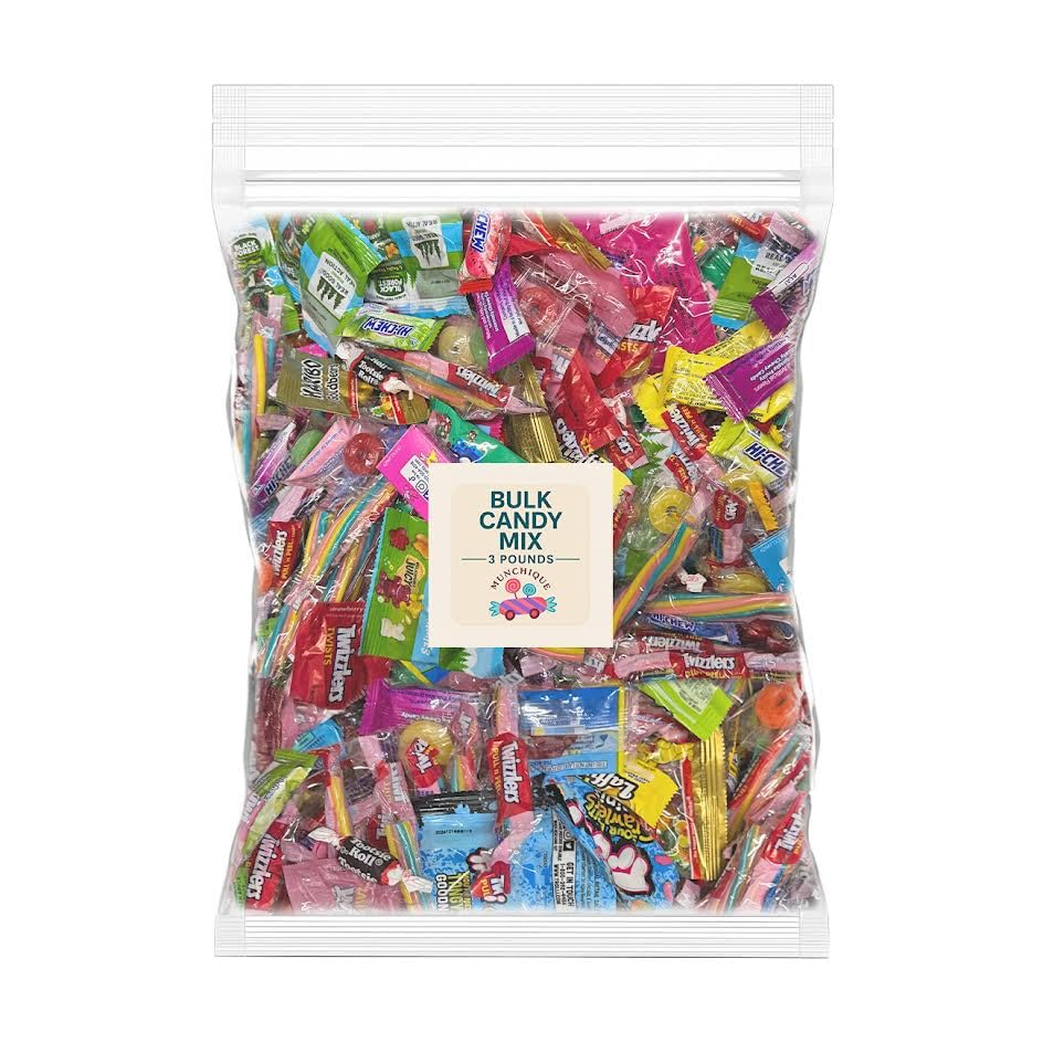 Bulk Candy Variety Pack  3 lb Individually Wrapped Hard & Chewy Assorted Sweets  Non-Chocolate Mix - Resealable Bag - Piata  Party Favor  Office Candy Bowl Refill