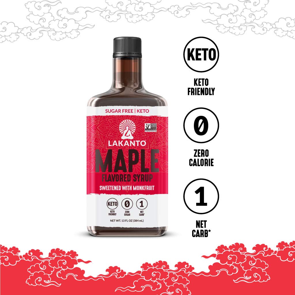 Lakanto Sugar Free Maple Syrup - Monk Fruit Sweetener, Keto Diet Friendly, Vegan, 1G Net Carbs, Pancakes, Waffles, Oatmeal, Coff