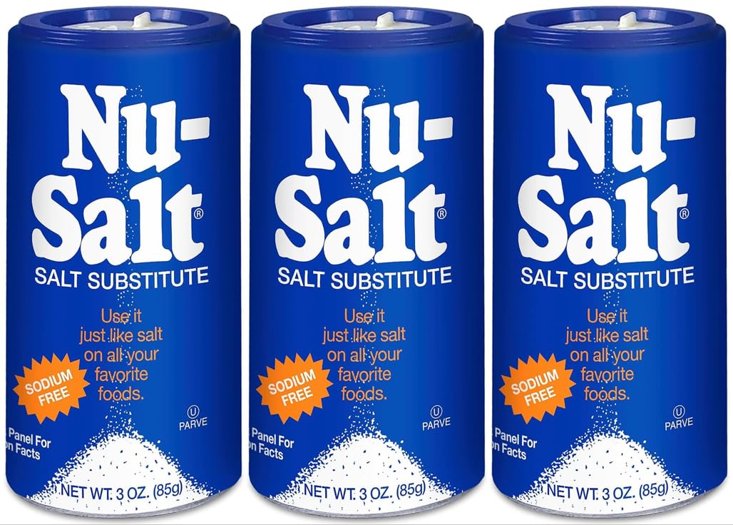 Nu-Salt Sodium-Free Salt Substitute (3 Pack) Contains Potassium Chloride, Table Salt Alternative, Vegan, Good for Chips, Pretzel