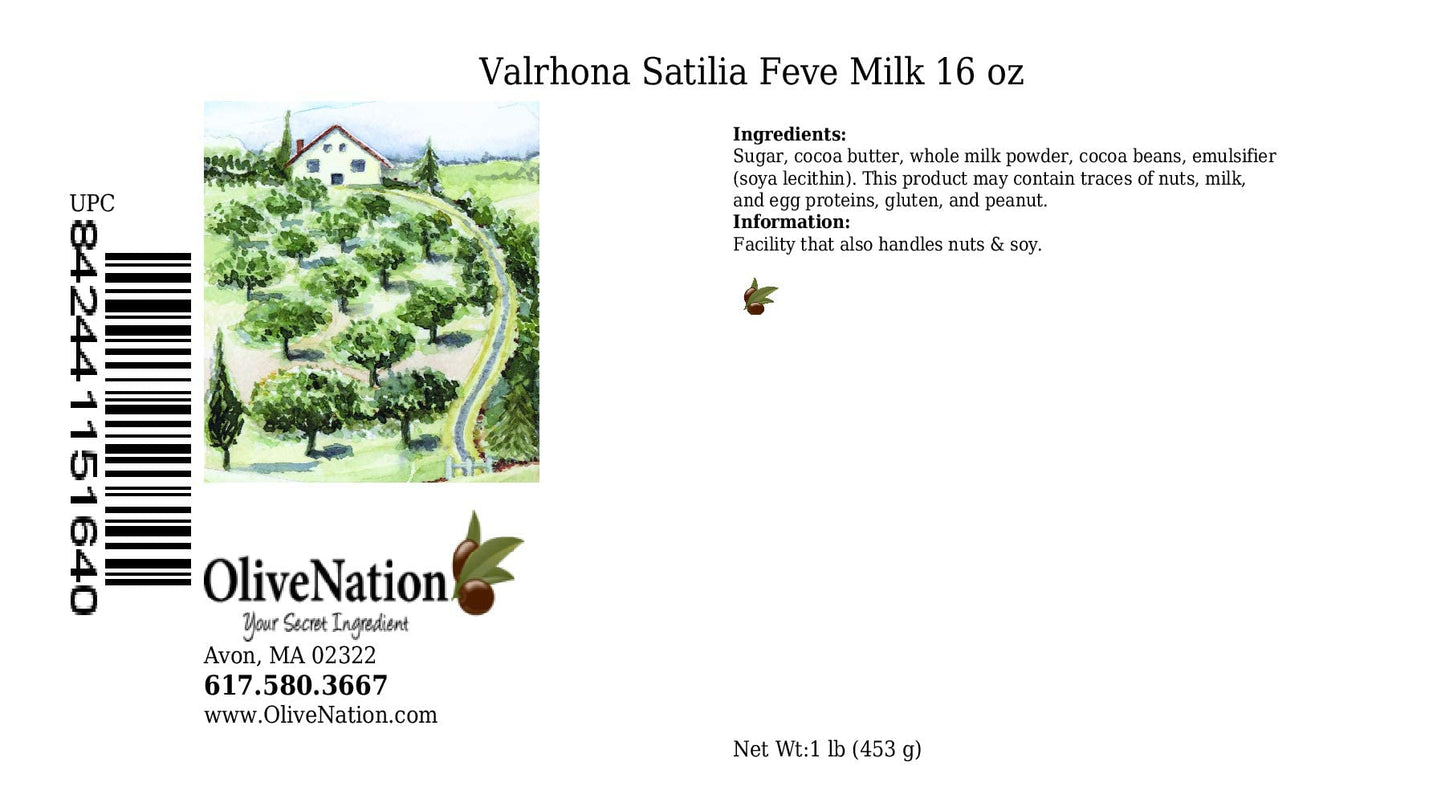 Valrhona Satilia Feve Milk From Olivenation - 16 Ounces
