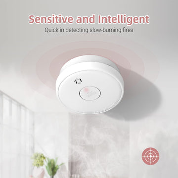 Putogesafe Fire Alarms Smoke Detectors, Battery Operated, Photoelectric Technology, Test Button & Low Battery Signal, 1 Pack, White