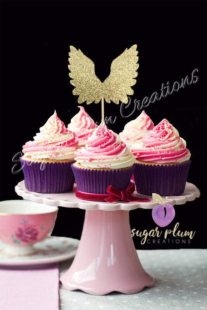 Set of 12 Angel Wings Cupcake Toppers