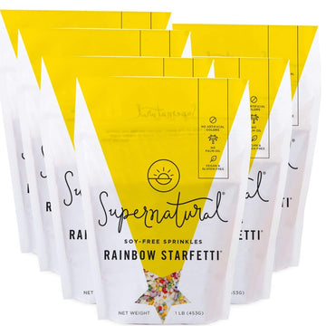 Rainbow Starfetti Natural Confetti Sprinkles by Supernatural, Star Shapes, No Artificial Dyes, Soy Free, Gluten Free, Vegan, 1lb