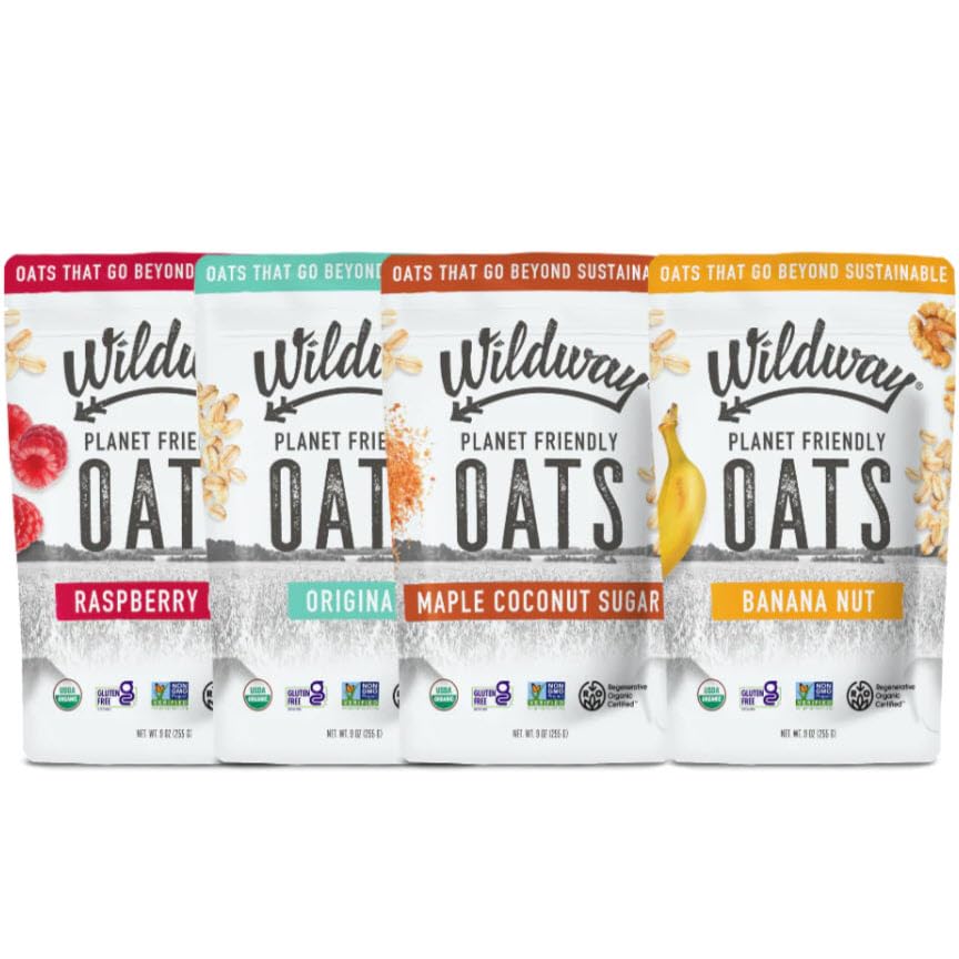 Wildway Organic Rolled Oats, Overnight Oats | Glyphosate-Free, Gluten-Free Oatmeal | Non-GMO, Plant-Based Protein | Regenerative